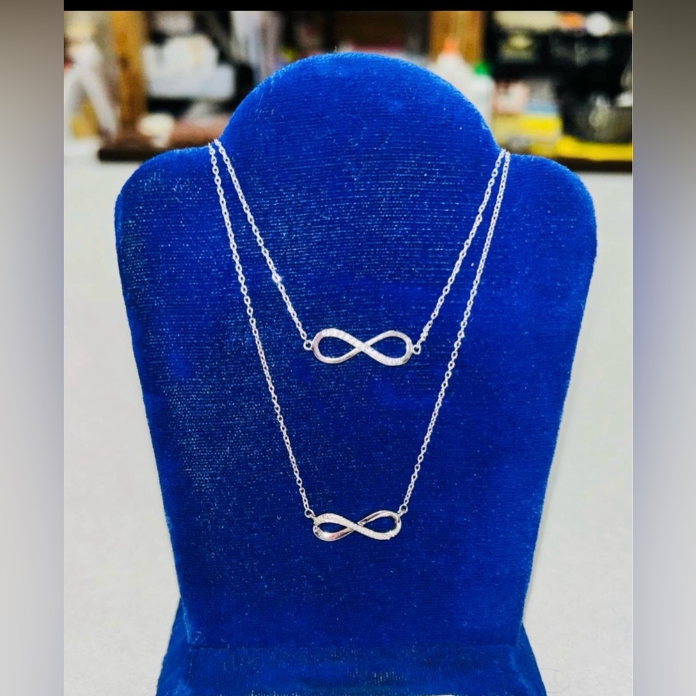 Diamond and Sterling Silver Necklace and Bracelet Infinity Set